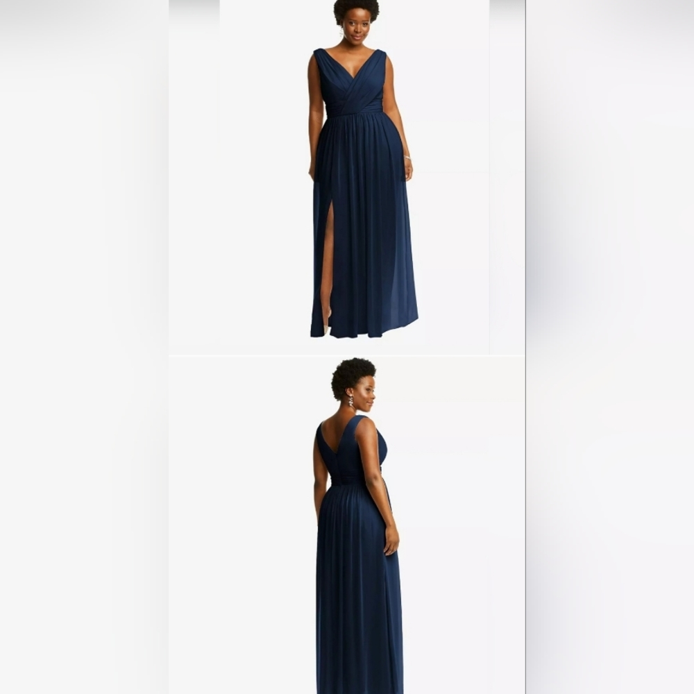 Dessy Collection Draped Chiffon Maxi Dress, Women's Size 20 midnight navy